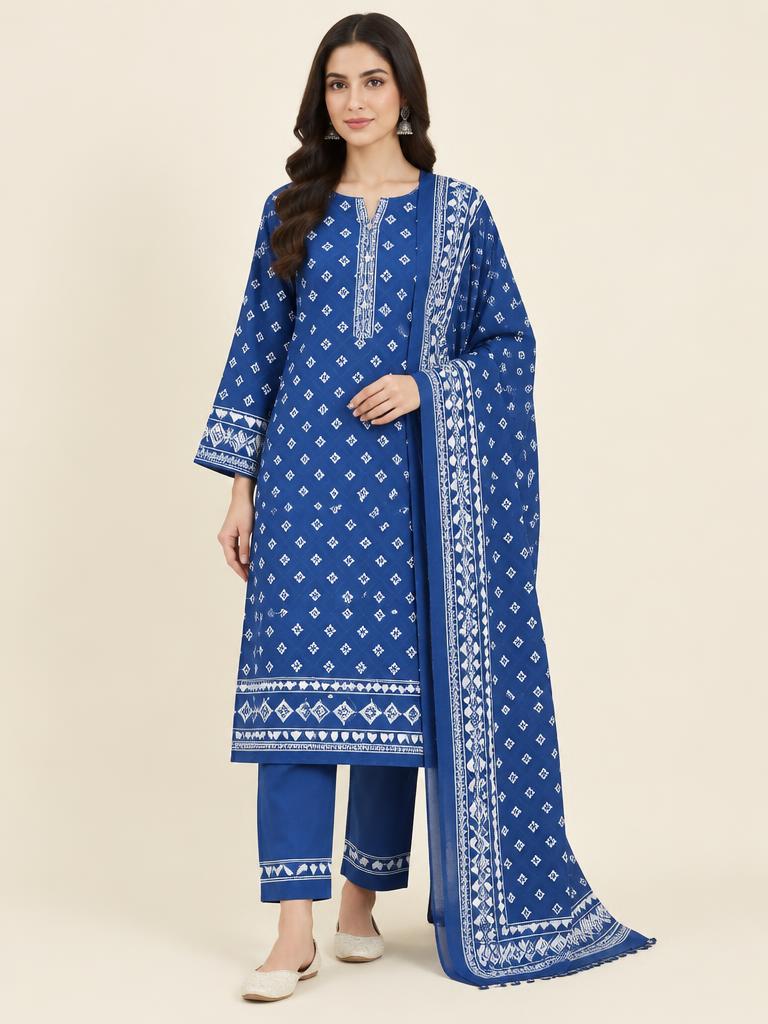Indigo Block Print Kurti — Cotton